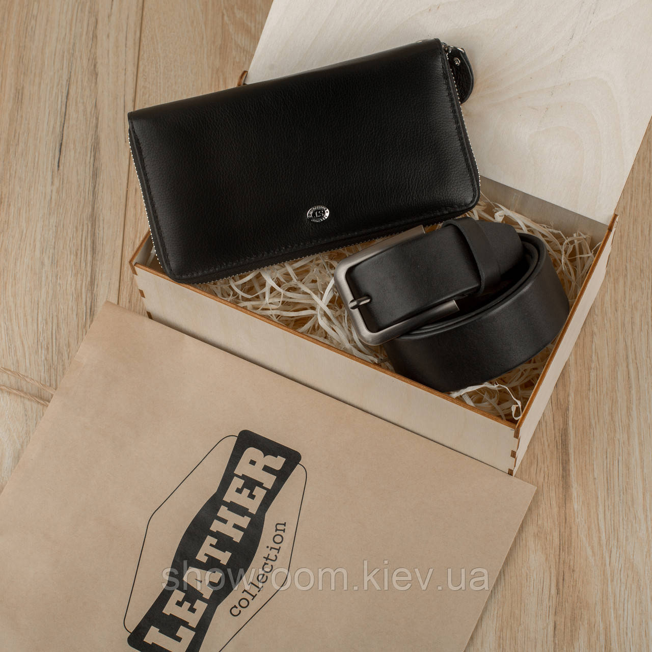 Чоловічий подарунковий набір Leather Collection (ремінь і гаманець)