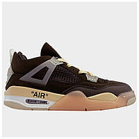 Кроссовки Nike Air Jordan 4 Off-White Brown Beige Retro коричневые кроссовки найк аир джордан 4 офф вайт ретро