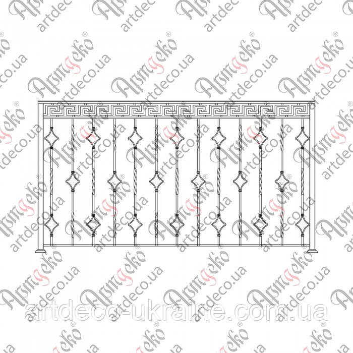 Кована балконна огорожа.(БО-25). КОМПЛЕКТ ЕЛЕМЕНТІВ 2000х1100, фото 1