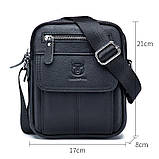 Чоловіча сумка через плече Натуральня шкіра Барсетка Чоловіча шкіряна сумка для документів планшет Чорний, фото 6