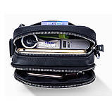 Чоловіча сумка через плече Натуральня шкіра Барсетка Чоловіча шкіряна сумка для документів планшет Чорний, фото 7