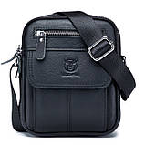 Чоловіча сумка через плече Натуральня шкіра Барсетка Чоловіча шкіряна сумка для документів планшет Чорний, фото 2