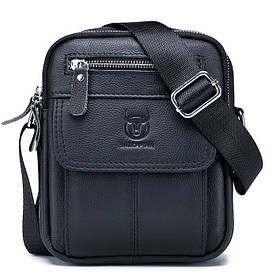 Чоловіча сумка через плече Натуральня шкіра Барсетка Чоловіча шкіряна сумка для документів планшет Чорний