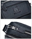 Чоловіча сумка через плече Натуральня шкіра Барсетка Чоловіча шкіряна сумка для документів планшет Чорний, фото 8