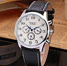 Чоловічі наручні годинники круглі механічні гарантія 6 місяців Jaragar White, фото 4