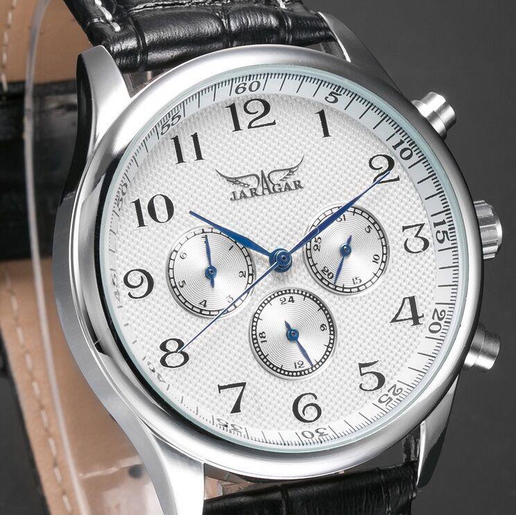 Чоловічі наручні годинники круглі механічні гарантія 6 місяців Jaragar White, фото 1