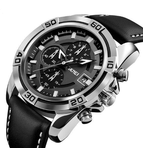 Чоловічі наручні годинники круглі кварцові гарантія 12 місяців Skmei Avalon, фото 1