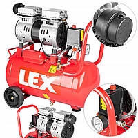 Безмасляный компрессор LEX LXAC24-11LO [24 л / 180 л/мин / 1100 Вт / Бесшумная работа]