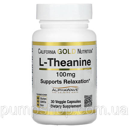 Амінокислота L-Теанін California Gold Nutrition L-Theanine AlphaWave 100 мг 30 капс., фото 2