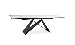 Стіл обідній Westin III метал Чорний, стільниця скло Біле з ефектом мармуру 160-240х90 (Signal ТМ)