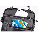 Чоловіча сумка через плече Натуральна шкіра Барсетка Чоловіча шкіряна сумка для документів планшет Чорна, фото 10