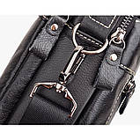 Чоловіча сумка через плече Натуральна шкіра Барсетка Чоловіча шкіряна сумка для документів планшет Чорна, фото 7