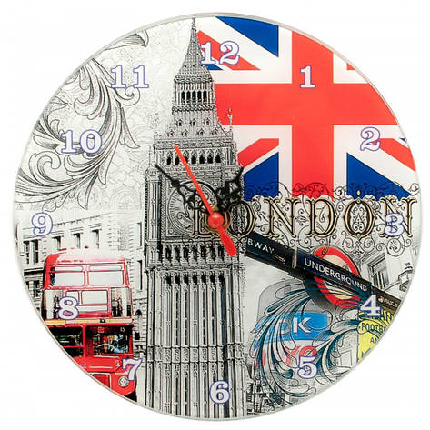 Годинник настінний Лондон скло (d-20 см) (тихий хід), фото 2