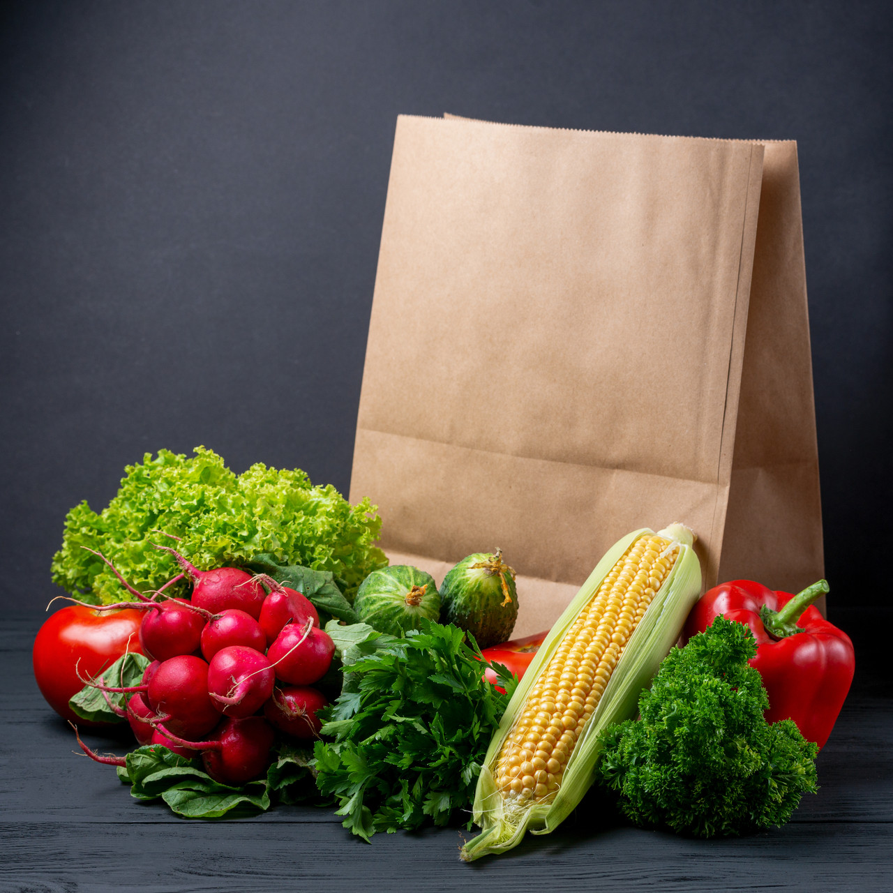 Паперовий пакет 320*150*380 мм з плоским дном для продуктів крафт бурий