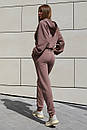 Прогулянковий спортивний брючний костюм Лонг з трьохнитки з капюшоном сірий 42 44 46 48 розміри, фото 5