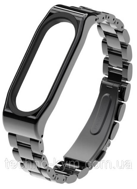 ОРИГІНАЛЬНИЙ сталевий ремінець для Xiaomi Mi Band 3 велике ланка black metall