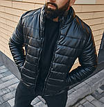 Куртка чоловіча шкірянка осіння осінь-весна демісезонна чорна Туреччина. Живе фото. Чоловіча куртка осінь-весна, фото 2