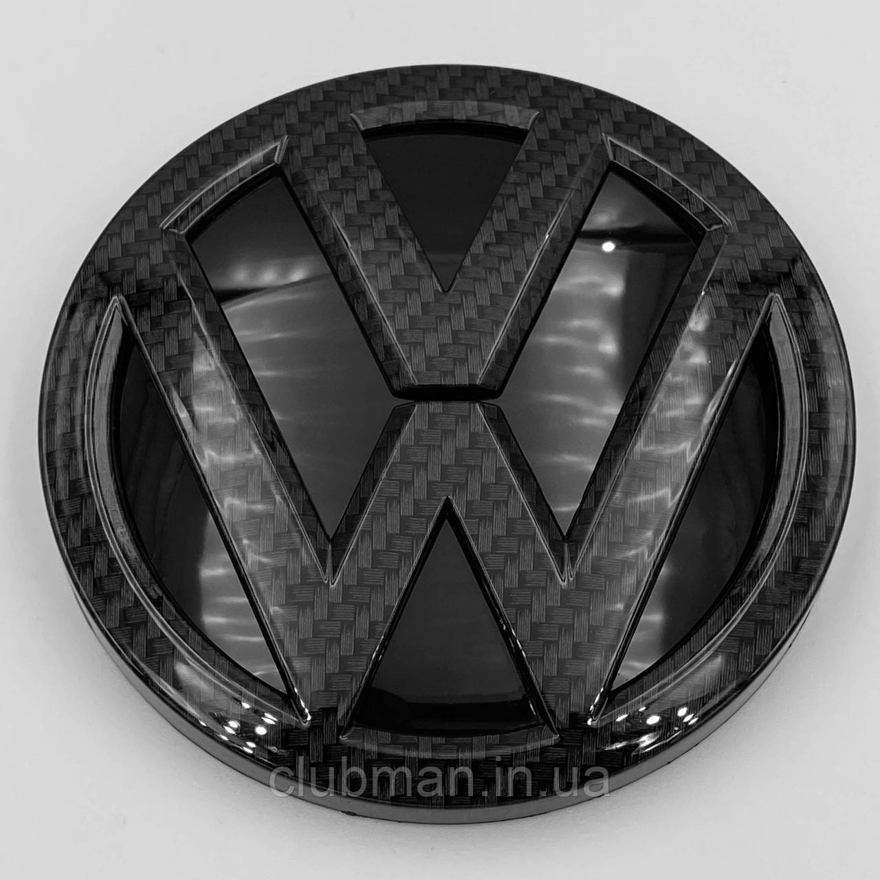 Емблема задня VW Volkswagen (Фольцваген) 112 мм GOLF 7, POLO 5 - Чорний Карбон (5G0853630)