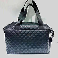 Спортивная сумка стеганая брендовая Armani Армани черная, сумки кожзам, спортивные женские сумки на молнии 1