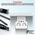 Мережевий розгалужувач 5-в-1 Promate PowerRack на 2 розетки та 2 USB порта White (powerrack.eu), фото 2