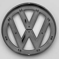Емблема перед, значок решітки радіатора VW Volkswagen 137 мм GOLF 7 Чорний Карбон, фото 3