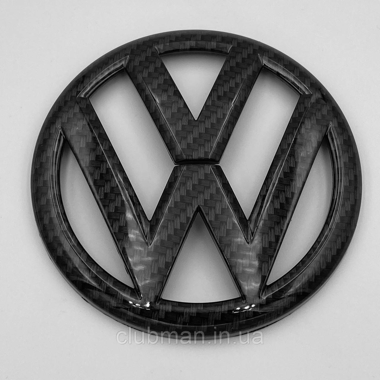 Емблема перед, значок решітки радіатора VW Volkswagen 137 мм GOLF 7 Чорний Карбон