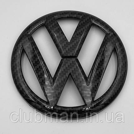 Емблема перед, значок решітки радіатора VW Volkswagen 137 мм GOLF 7 Чорний Карбон, фото 2