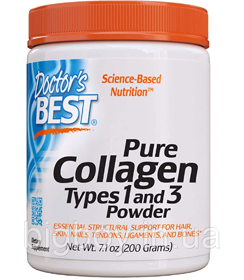 Doctor's BEST Pure Collagen Types(тип) 1and3 Powder 200g (40порций)