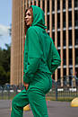 Прогулянковий спортивний брючний костюм Стінг з трьохнитки бавовна з капюшоном зелений 42 44 46 48 розміри, фото 2