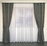 Готові мармурові штори Комплект штор з підхватами Штори під мармур 150х270 Колір Графіт, фото 4