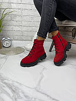 Жіночі демісезонні черевики на тракторній підошві з натуральної шкіри та замші чорні сірі капучіно чорні