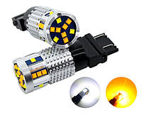 Светодиодная двухцветная лампа 3157 Т25 P27/7W W3x16q 21SMD 2525 12V Белый Желтый с обманкой