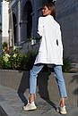 Стильний жіночий подовжений двобортний білий піджак Нейтон 42 44 46 48 розміри, фото 4
