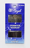 Голки ROYAL №06065 асорт. 12шт золоті вушка для ручного шиття
