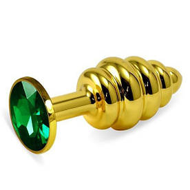 Анальна пробка - Gold Spiral Plug Green