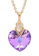 Кулон Xuping Позолота 18K с кр-ми Swarovski на цепочке "Кристальное сердце Heliotrope" длина 40-45см