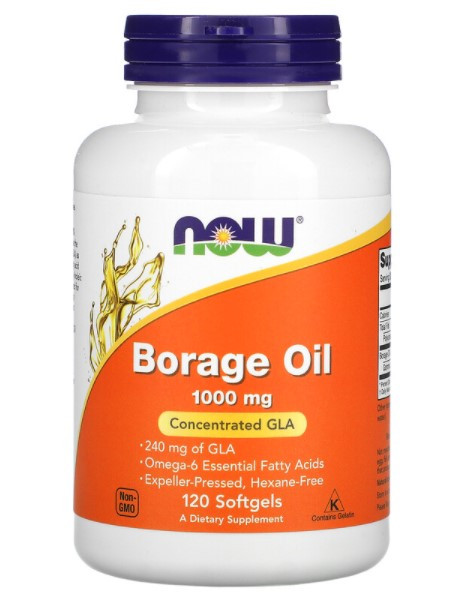 Олія огірковика NOW Borage Oil 1000 mg 120 гелевих капсул, фото 1