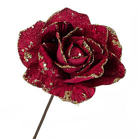 Квітка "Зимна троянда" колір бордо, в упаковці 6шт. (6009-047)