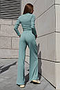 Широкі трикотажні довгі брюки кюлоти Джингл на гумці колір пудра 42 44 46 48 розміри, фото 5