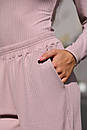Широкі трикотажні довгі брюки кюлоти Джингл на гумці колір пудра 42 44 46 48 розміри, фото 3