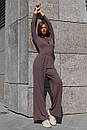 Широкі трикотажні довгі брюки кюлоти Джингл на гумці колір пудра 42 44 46 48 розміри, фото 10