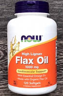 Олія насіння льону NOW Flax Oil 1000 mg High Lignan 120 гельових капсул