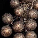 Гірлянда Кульки з ниток 50мм срібло/золото 12 LED 4м, фото 2