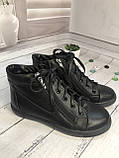 Дитячі демісезонні підліткові шкіряні черевики для хлопчика для дівчинки Jordan чорні, фото 6