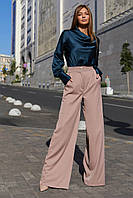 Широкие женские брюки палаццо Паулино цвет мокко 44 46 48 размеры