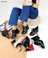 Туфли женские закрытые на расклешенном каблуке кожаные TOPs5584