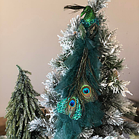 Елочные украшения для новогоднего декора Изумрудный Павлин на клипсе 40см