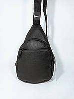 Мужская слинг-сумка на одно плечо барсетка єко-кожа 27*16 см чёрная (200-224)