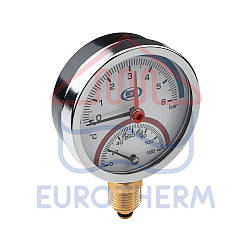 Термоманометр GROSS Ф 80 радіальне підключення 1/4 0-6 бар, 0-120 °C