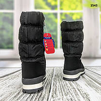 Чобітки дутики дитячі для дівчинки зимові чорного кольору зі стразами, фото 5